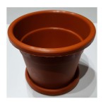 Flowerpot, model no. 5, brown color, plate included